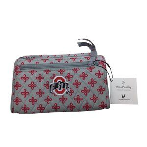 Vera Bradley The Ohio State University Gray & Red Front Zip Wristlet